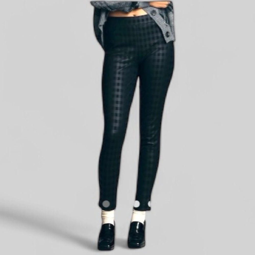 Anthropologie Pants Leggings Sanctuary Runway Coated Black Plaid Size Small NEW